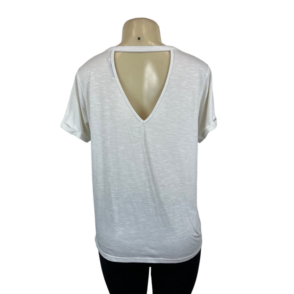 Clock House White T-Shirt With Pearl Embellishments Sz M
