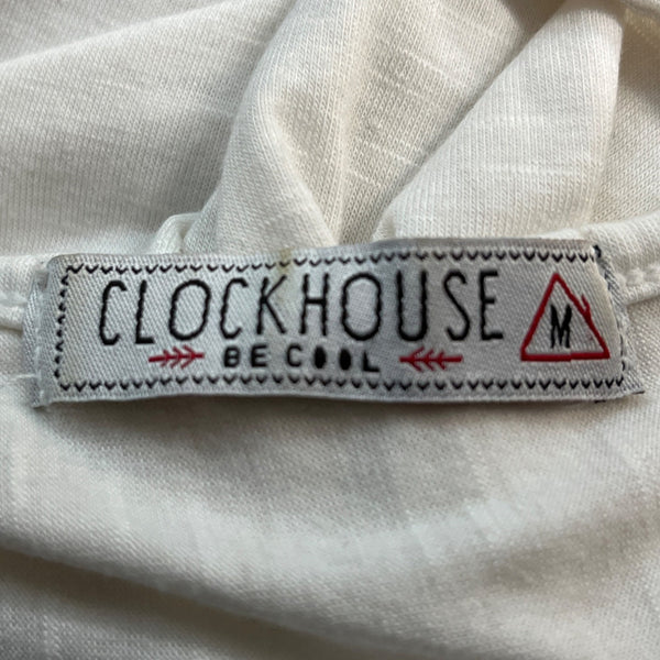 Clock House White T-Shirt With Pearl Embellishments Sz M