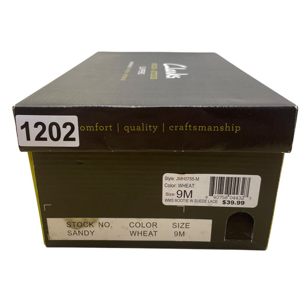 Clarks Women’s Wheat Suede W Lace Faux Fur Cuff Sandy Slipper Bootie Size 9M