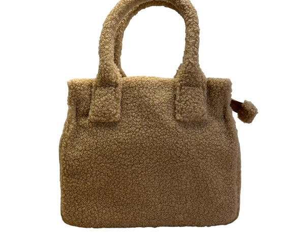 J.Crew Tan Sherpa With Zip Closure & Dual Handles Structured Tote Bag - New