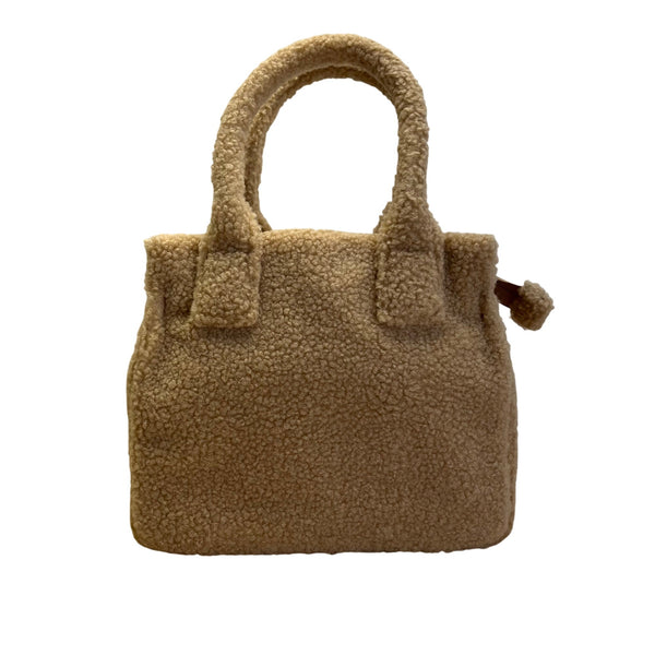 J.Crew Tan Sherpa With Zip Closure & Dual Handles Structured Tote Bag - New