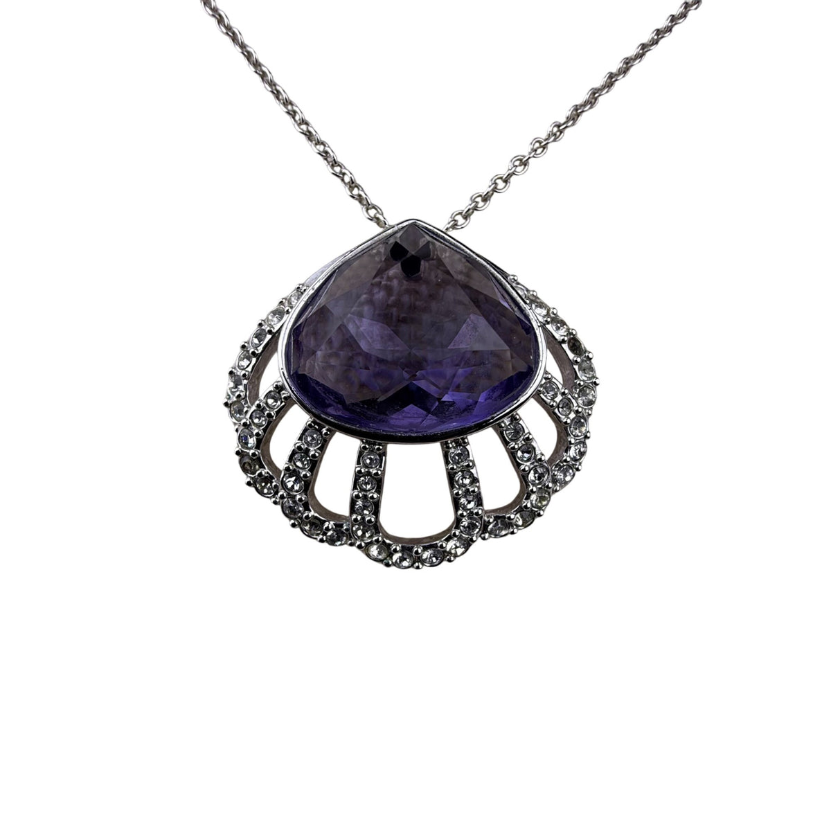Swarovski Women’s Purple Crystal Pendant Necklace Rhodium Plated Gift Box