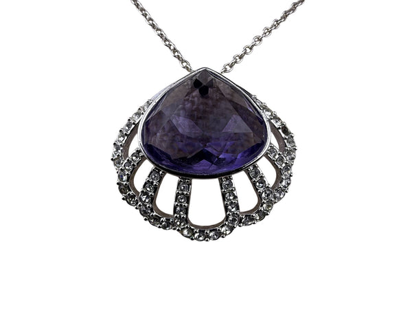 Swarovski Women’s Purple Crystal Pendant Necklace Rhodium Plated Gift Box
