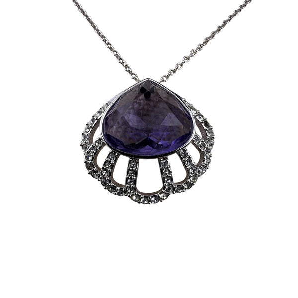 Swarovski Women’s Purple Crystal Pendant Necklace Rhodium Plated Gift Box