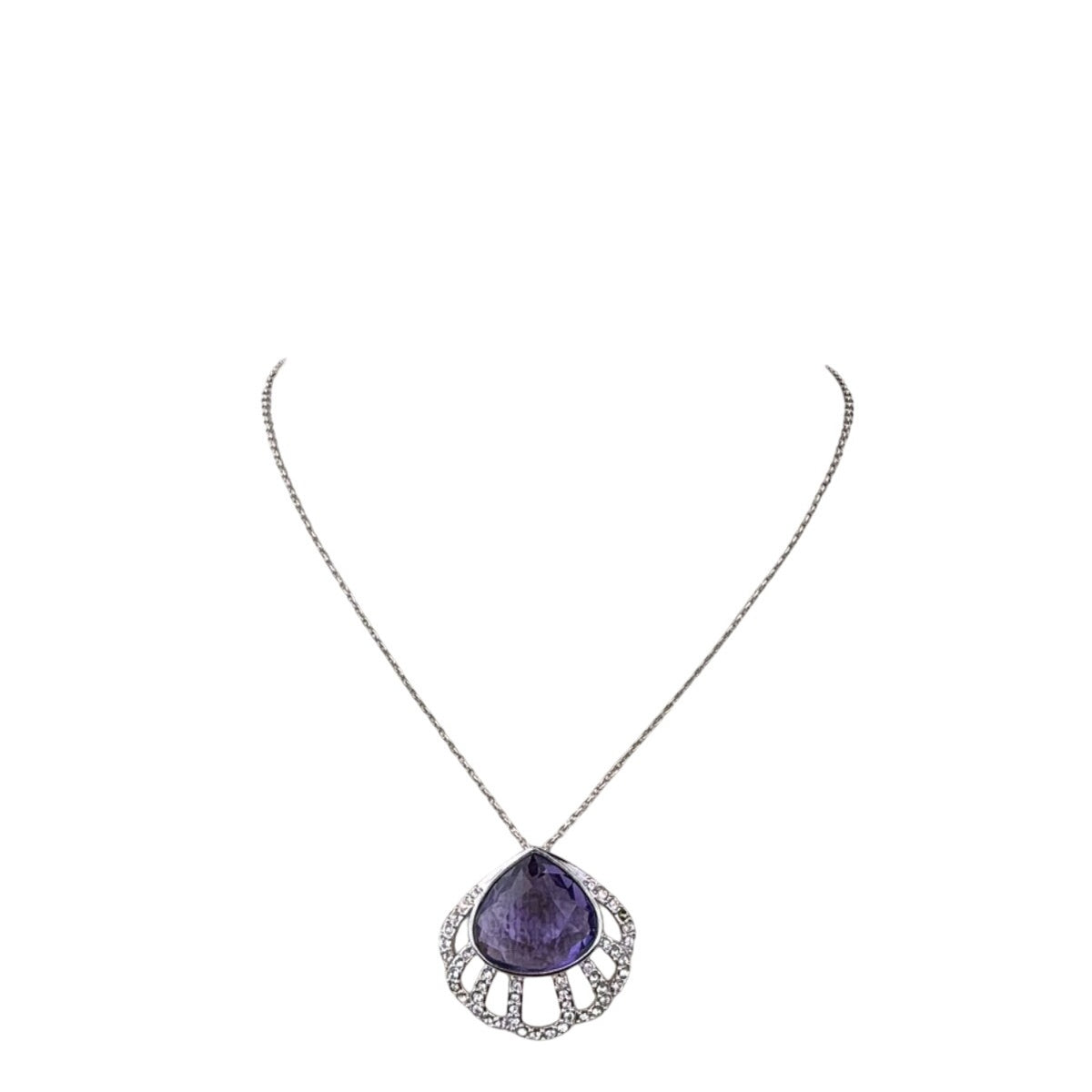 Swarovski Women’s Purple Crystal Pendant Necklace Rhodium Plated Gift Box