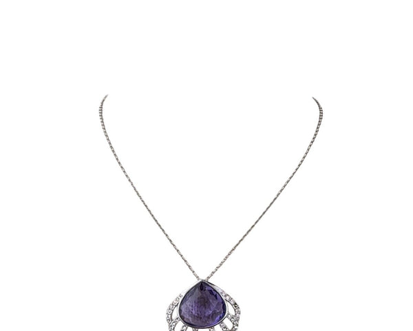 Swarovski Women’s Purple Crystal Pendant Necklace Rhodium Plated Gift Box