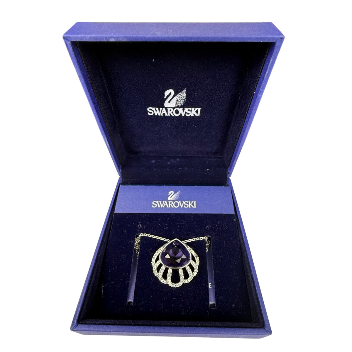 Swarovski Women’s Purple Crystal Pendant Necklace Rhodium Plated Gift Box