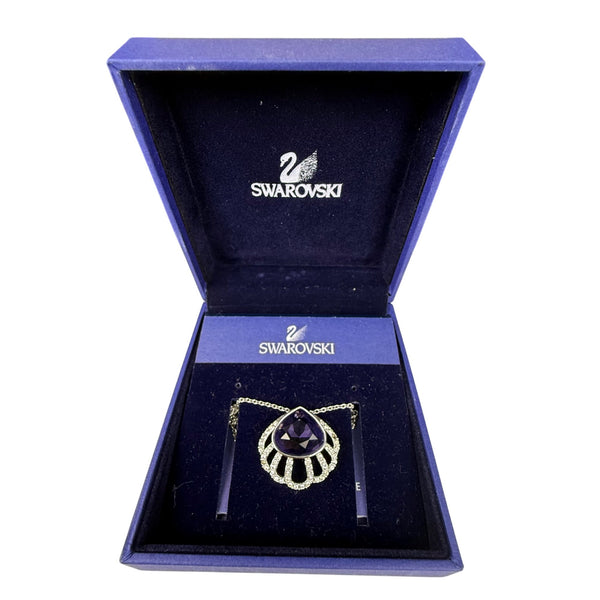 Swarovski Women’s Purple Crystal Pendant Necklace Rhodium Plated Gift Box