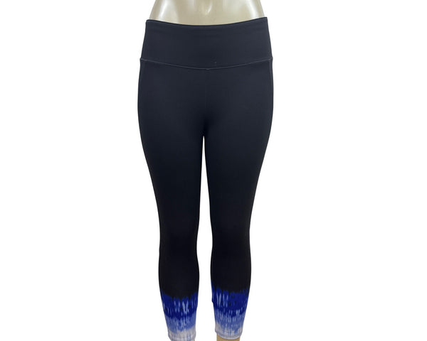 Talbots Women's Black Cropped Leggings Sz PM With UPF 50+ & Blue Tie-Dye - New