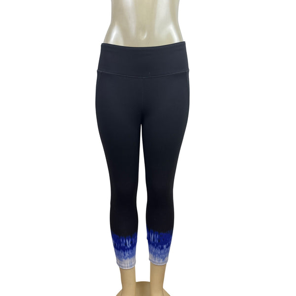 Talbots Women's Black Cropped Leggings Sz PM With UPF 50+ & Blue Tie-Dye - New