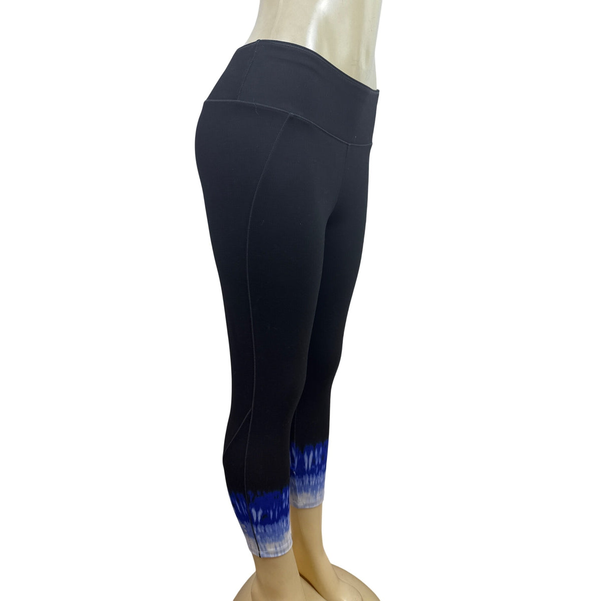 Talbots Women's Black Cropped Leggings Sz PM With UPF 50+ & Blue Tie-Dye - New