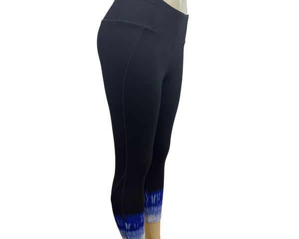 Talbots Women's Black Cropped Leggings Sz PM With UPF 50+ & Blue Tie-Dye - New