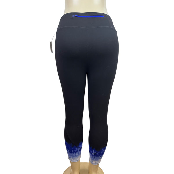 Talbots Women's Black Cropped Leggings Sz PM With UPF 50+ & Blue Tie-Dye - New