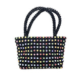 Bijoux Terner Women's Black Acrylic Flower Bead Small Evening Bag Sz S - New