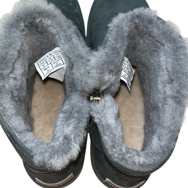 UGG Women’s Green Suede & Gray Sheepskin Mid-Calf Abree Mini Boots Size 9
