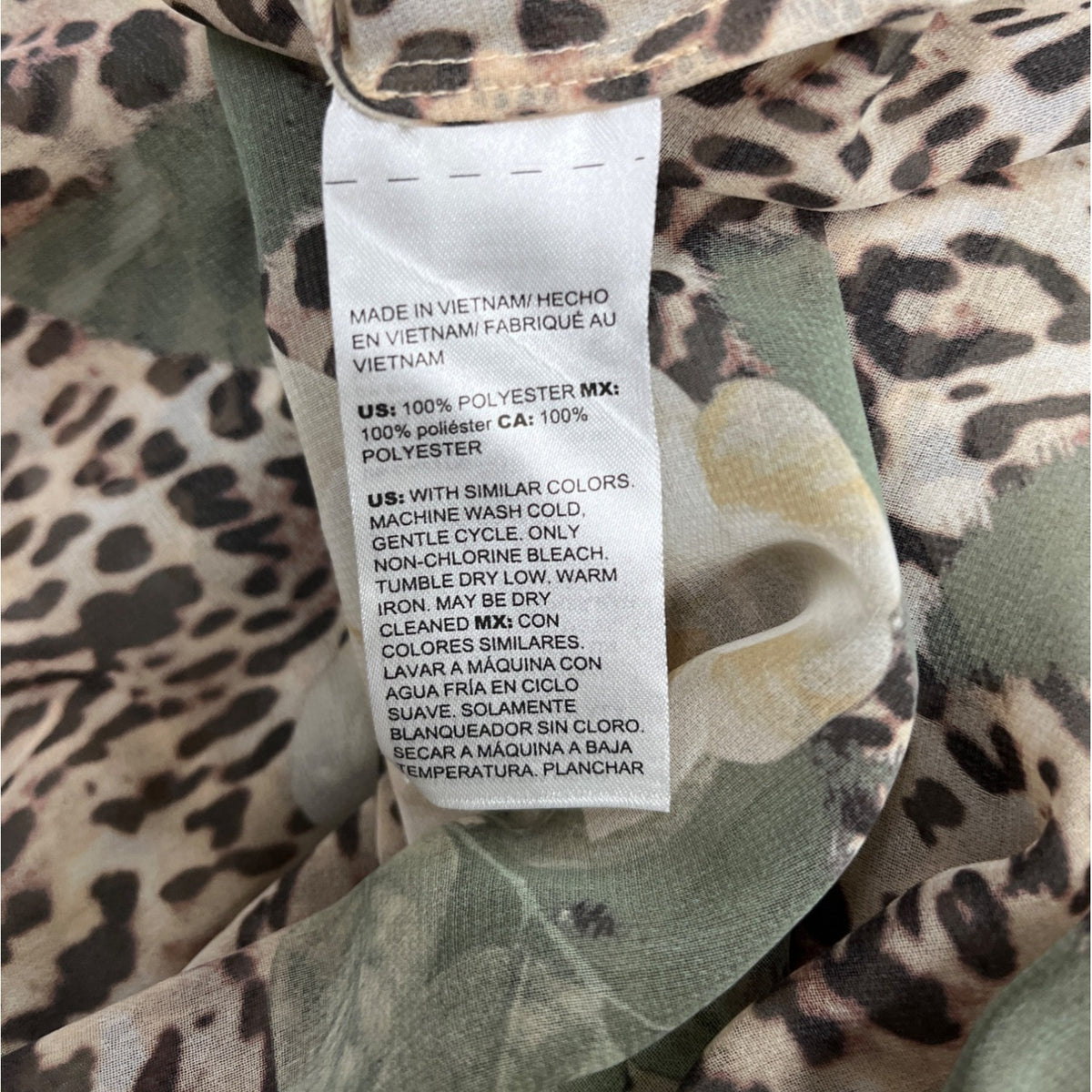 Chicos Leopard  & Floral Print Sheer Tunic With Button-Front Size L