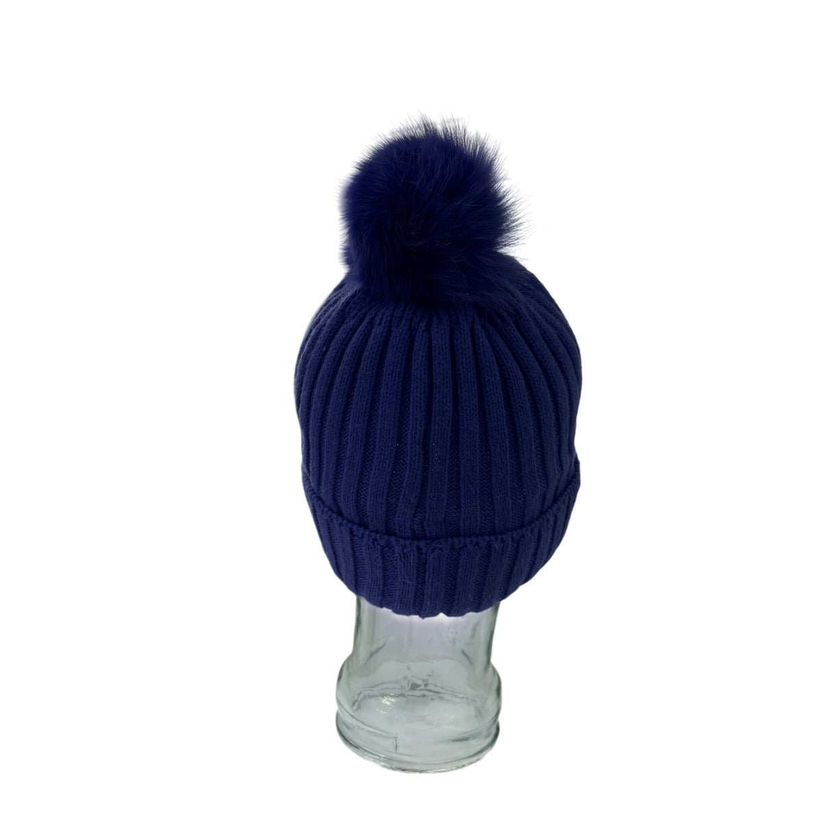 Bula Womens Blue Ribbed Knit Acrylic Pom-Pom Winter Beanie Hat OS