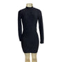 Divided  Black Textured Open Back Long Sleeve Womens Mini Dress Sz XS