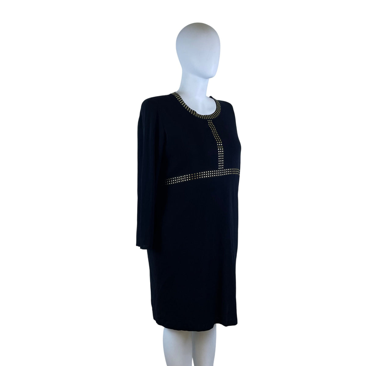 Mistook Women’s Black Long Sleeve Studded Shift Dress Elegant Knit Size 3x