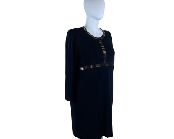 Mistook Women’s Black Long Sleeve Studded Shift Dress Elegant Knit Size 3x