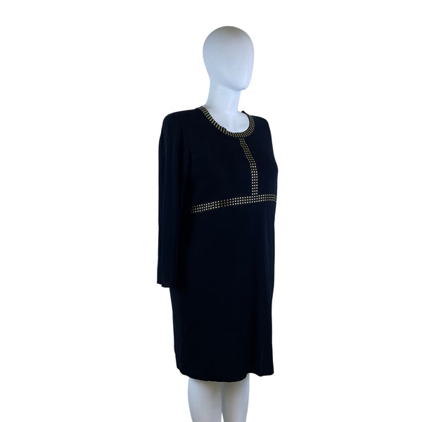 Mistook Women’s Black Long Sleeve Studded Shift Dress Elegant Knit Size 3x