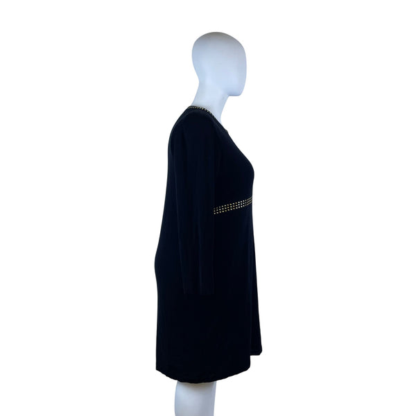 Mistook Women’s Black Long Sleeve Studded Shift Dress Elegant Knit Size 3x