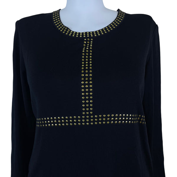 Mistook Women’s Black Long Sleeve Studded Shift Dress Elegant Knit Size 3x
