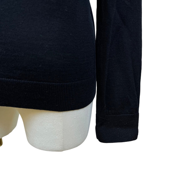 Talbots Black Women's Knit Cardigan Sweater Rhinestone Button Front Sz M