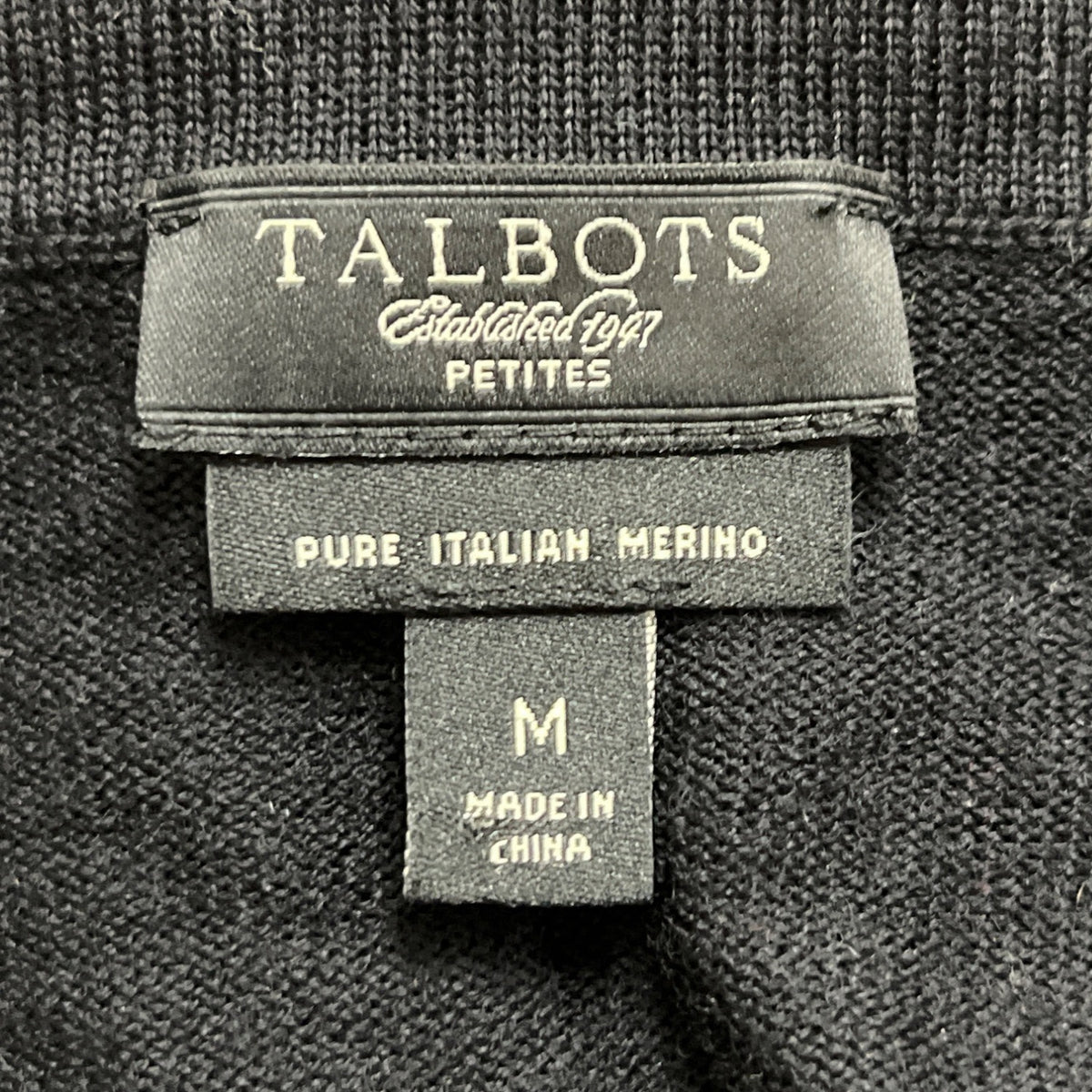 Talbots Black Women's Knit Cardigan Sweater Rhinestone Button Front Sz M