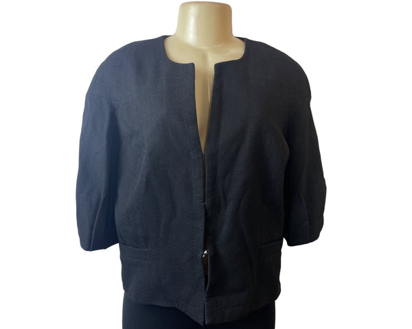 Amanda Wakeley Women's 1/4 Sleeve Round Neck Black Blazer Sz 10