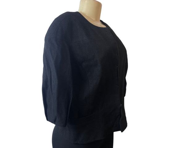 Amanda Wakeley Women's 1/4 Sleeve Round Neck Black Blazer Sz 10