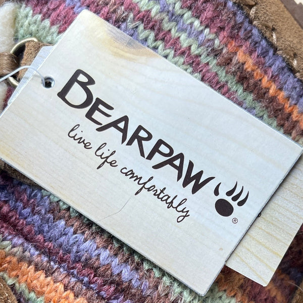 Bearpaw Youth Suzy Colorful Knit Sheepskin Wool Blend & Brown Suede Boot Size 5