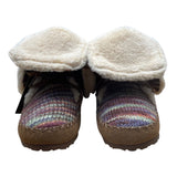Bearpaw Youth Suzy Colorful Knit Sheepskin Wool Blend & Brown Suede Boot Size 5