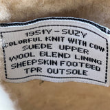 Bearpaw Youth Suzy Colorful Knit Sheepskin Wool Blend & Brown Suede Boot Size 5