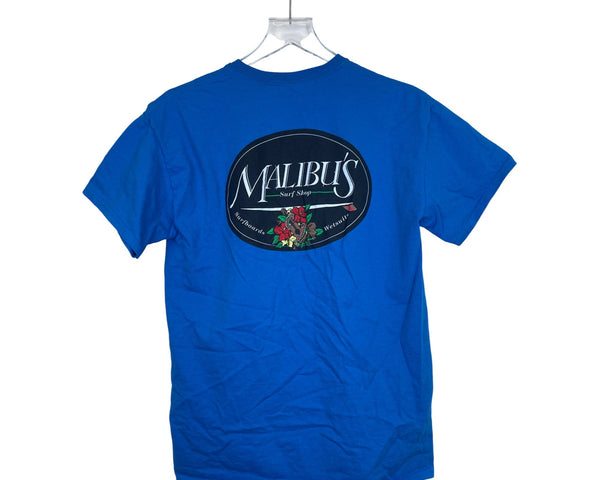 Gildan Mens Blue Ultra Cotton Malibus Surf Shop Graphic T-Shirt Size M