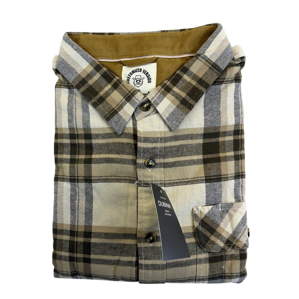 Dubinik Mens Beige Plaid Button-Up Shirt Classic Fit Casual Style Size 2XL - New