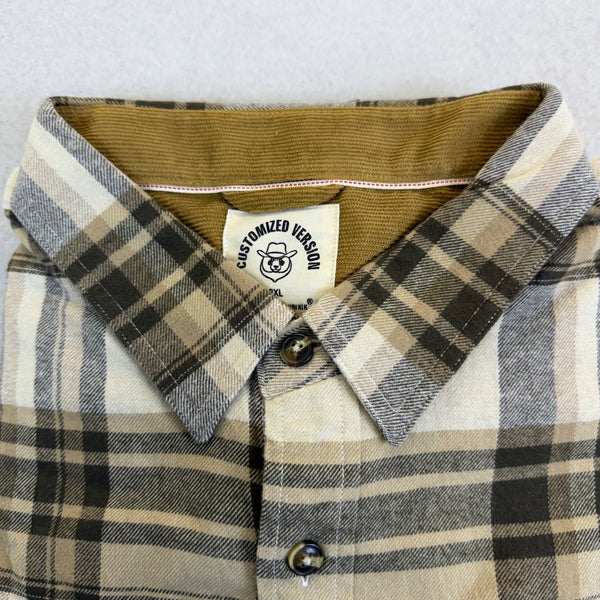 Dubinik Mens Beige Plaid Button-Up Shirt Classic Fit Casual Style Size 2XL - New