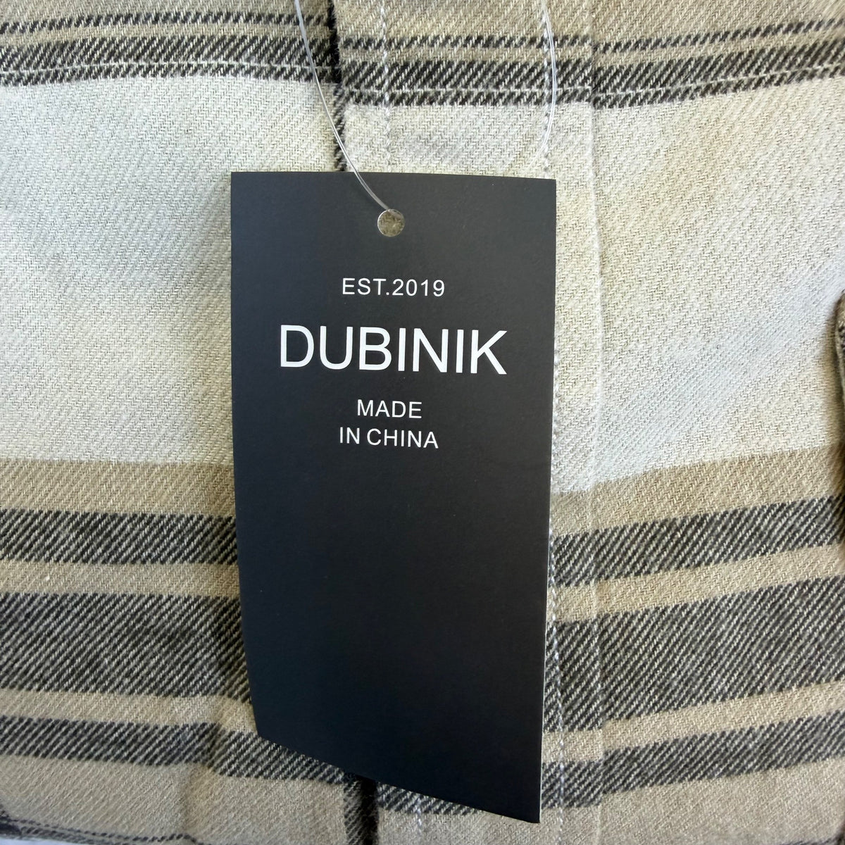 Dubinik Mens Beige Plaid Button-Up Shirt Classic Fit Casual Style Size 2XL - New