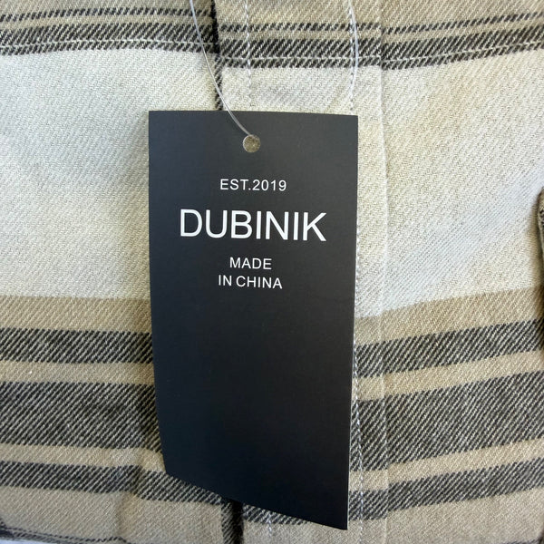 Dubinik Mens Beige Plaid Button-Up Shirt Classic Fit Casual Style Size 2XL - New