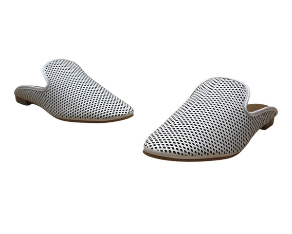Frye Women’s White Perforated Leather Slide-On Mules Size 7.5M - New