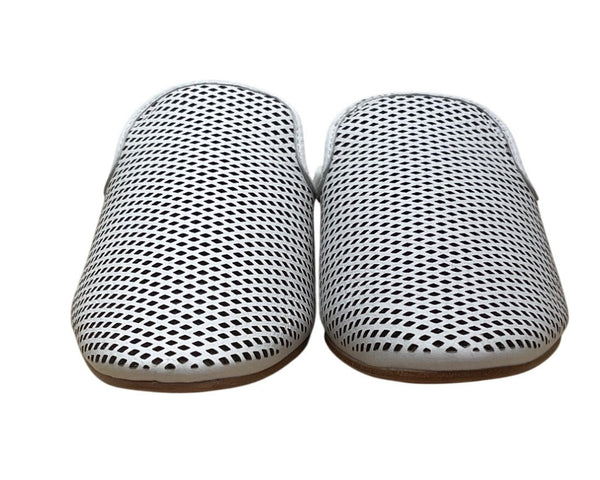 Frye Women’s White Perforated Leather Slide-On Mules Size 7.5M - New