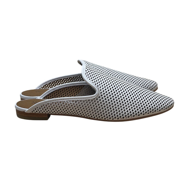 Frye Women’s White Perforated Leather Slide-On Mules Size 7.5M - New
