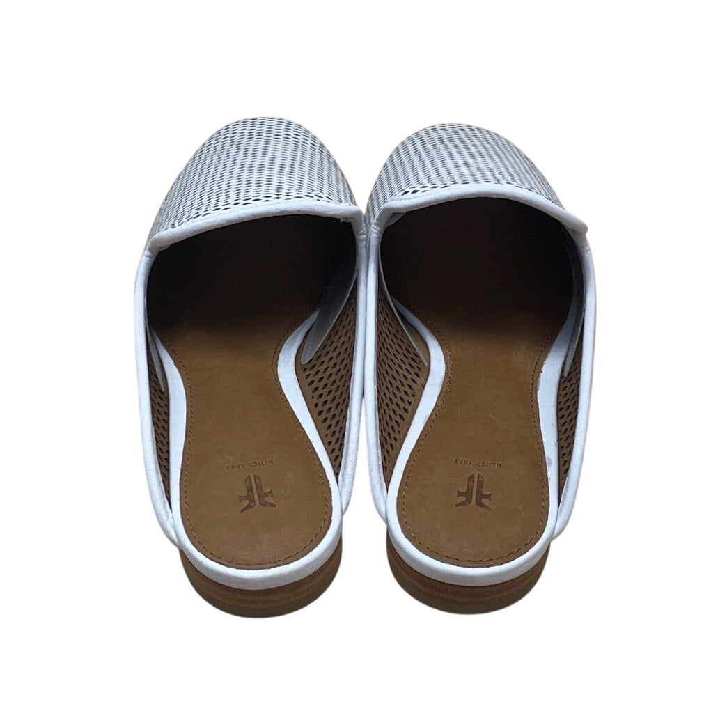 Frye Women’s White Perforated Leather Slide-On Mules Size 7.5M - New