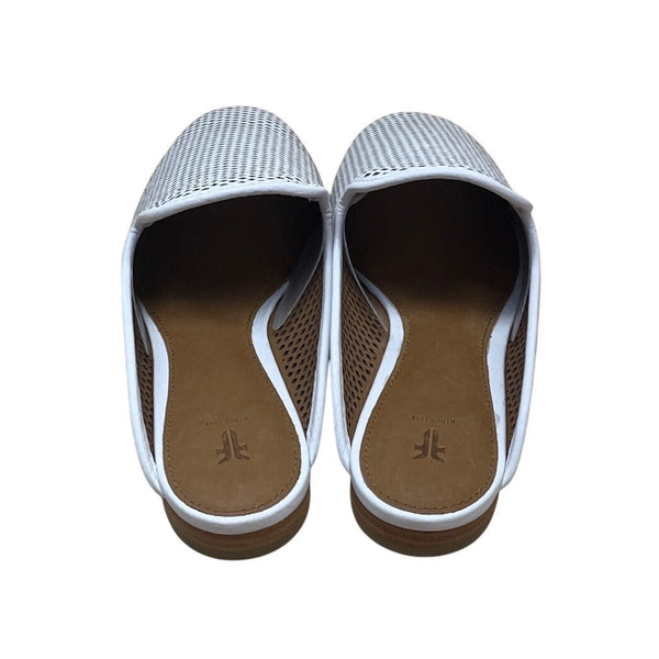 Frye Women’s White Perforated Leather Slide-On Mules Size 7.5M - New
