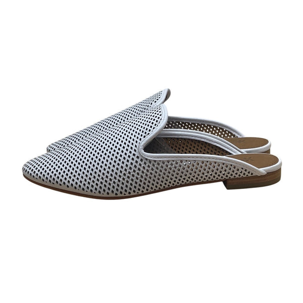 Frye Women’s White Perforated Leather Slide-On Mules Size 7.5M - New
