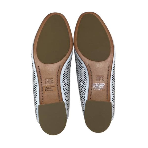 Frye Women’s White Perforated Leather Slide-On Mules Size 7.5M - New