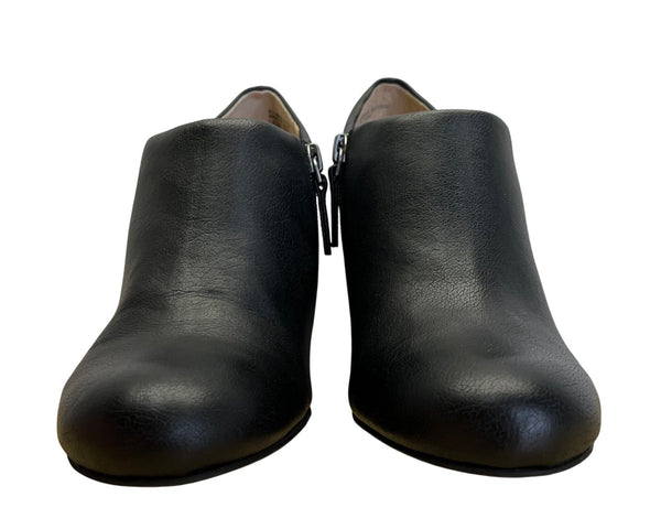 Crown Vintage Women’s Black Faux Leather Slip-On Heeled Booties Size 7.5M