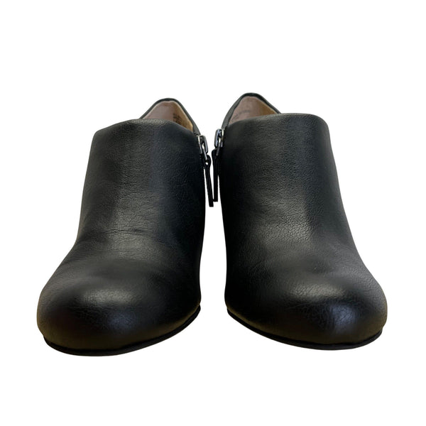 Crown Vintage Women’s Black Faux Leather Slip-On Heeled Booties Size 7.5M