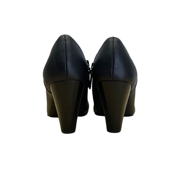 Crown Vintage Women’s Black Faux Leather Slip-On Heeled Booties Size 7.5M