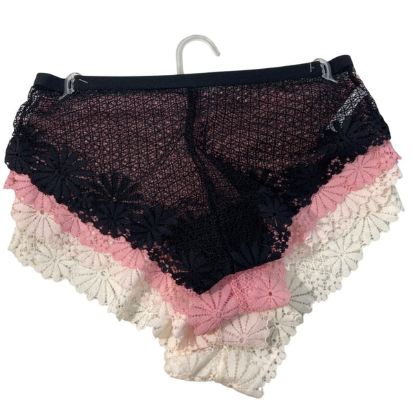 Laura Ashley Intimates Women's Lace Hipster Panties Set Of 3 Size M